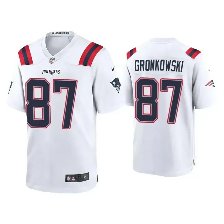 Men New England Patriots 87 Rob Gronkowski Nike White Game NFL Jersey
